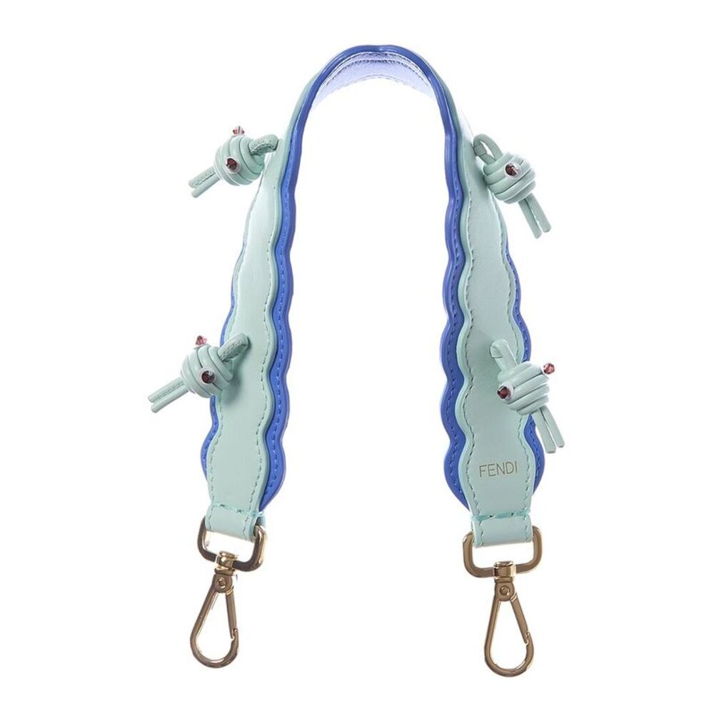 Fendi Mini Strap You Leather Shoulder Strap, Blue
